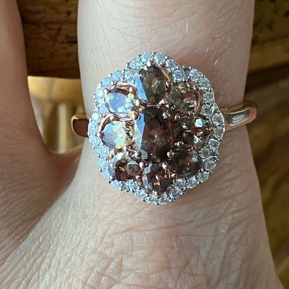 Color Changing Garnet Moissanite Sterling Silver Ring Size 9